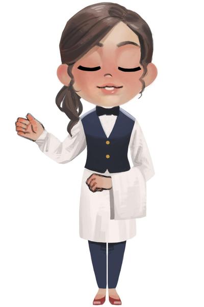 案内している人間_目を閉じている状態