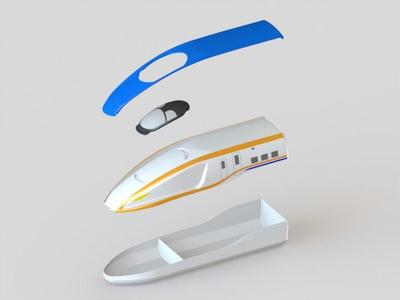 新幹線弁当箱のデザイン、試作品、金型用3Dデータ製作