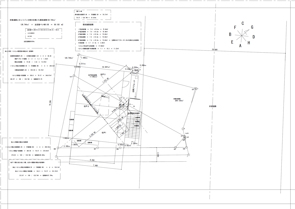 建築設計ボリューム確認図面配置図