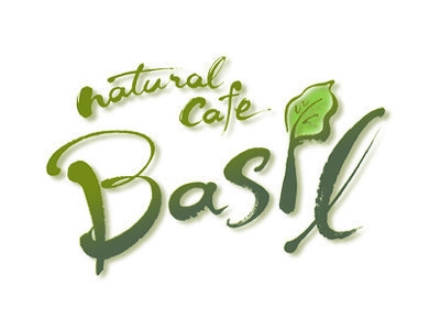 店舗ロゴ-natural-cafe-basil-筆文字ロゴデザイン