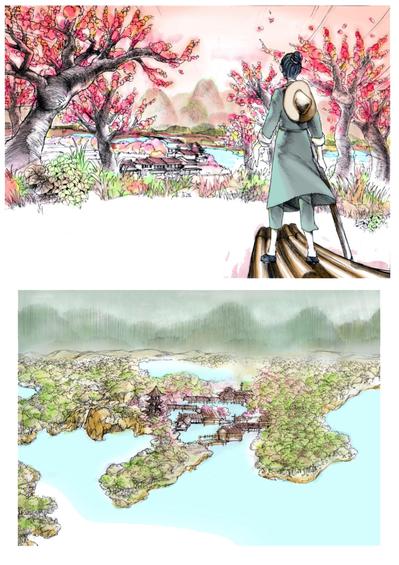 水墨、水彩風癒し系