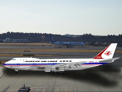 成田国際空港に到着した大韓航空ボーイング747