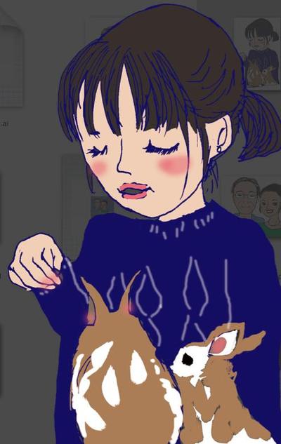 女の子と兎