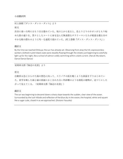 小説翻訳サンプル