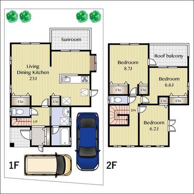 外構付き戸建間取り図