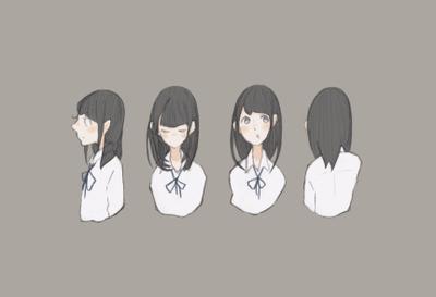 色んな方向から見た女の子のイラスト