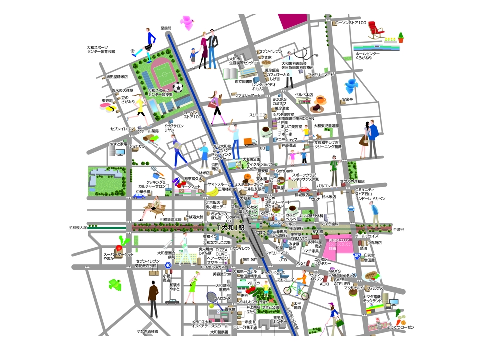 商店街のイラストマップ
