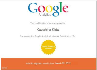 Google Analytics Individual Qualification証書