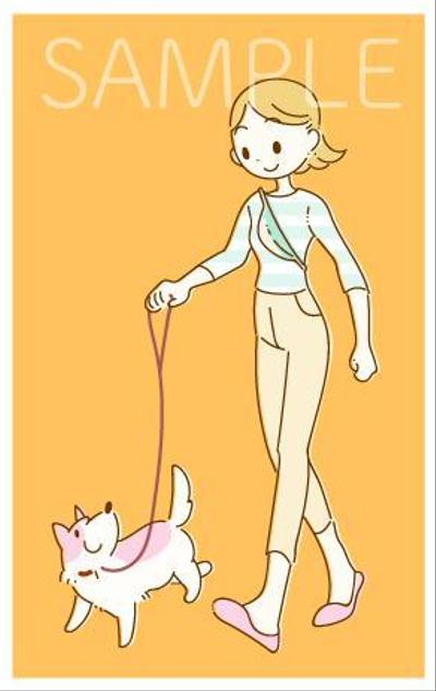 犬と散歩する女性