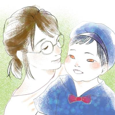 親子の似顔絵　SNS用アイコン