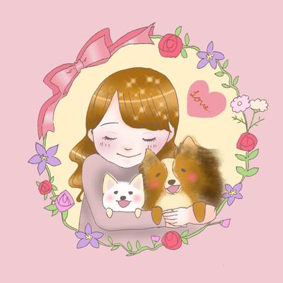 女の子とワンちゃん
