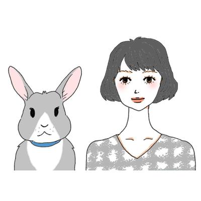 女性と動物のイラスト