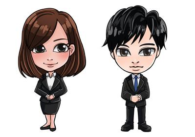 若い男女の会社員のイラスト