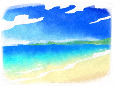 水彩風　風景イラスト「海」