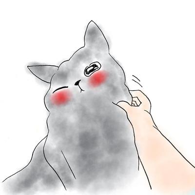 猫イラスト「猫を撫でているシーン」