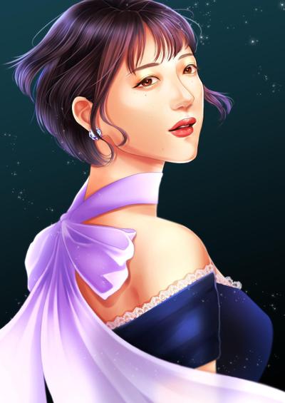 舞台女優の肖像画作成