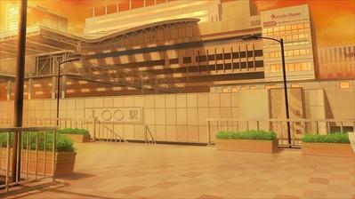 夕方の駅前