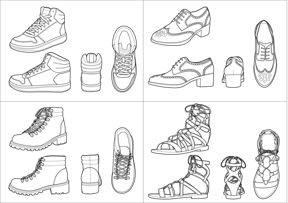 靴の絵図作成、細かいトレース（靴選定システム用）