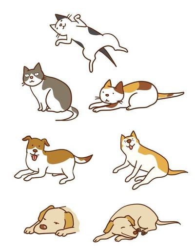 イラスト猫や犬