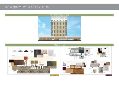 ホテルリノベーション: エクステリア、家具、照明、小物