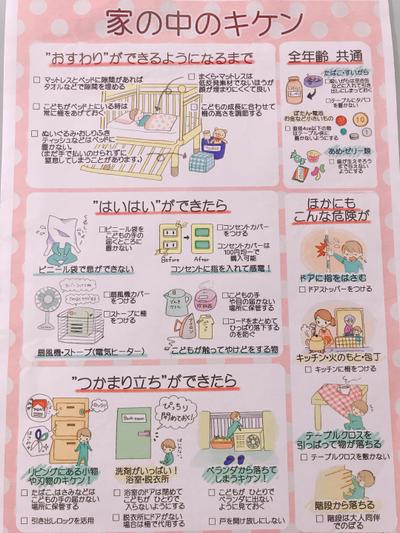 乳幼児の事故・けがの予防策について説明したリーフレット