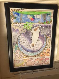 ミュシャ風ワンちゃん似顔絵