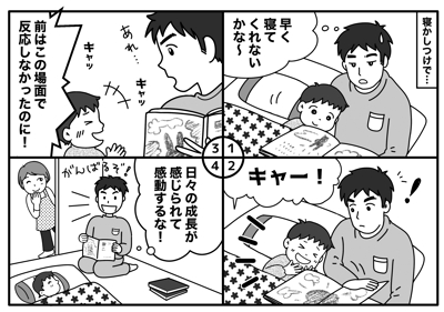 パパの子育て参加啓発４コマ漫画　2020　読み聞かせ編