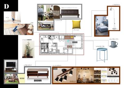 ワンルームアパートのモデルルーム為の、インテリアデザイン
