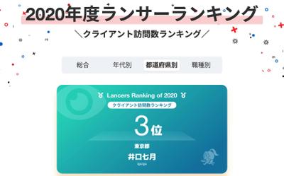 2020年度ランサーズクライアント訪問数で東京３位を獲得しました