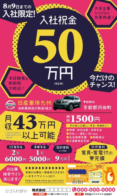 人材派遣会社の広告（自動車工場の求人案件）