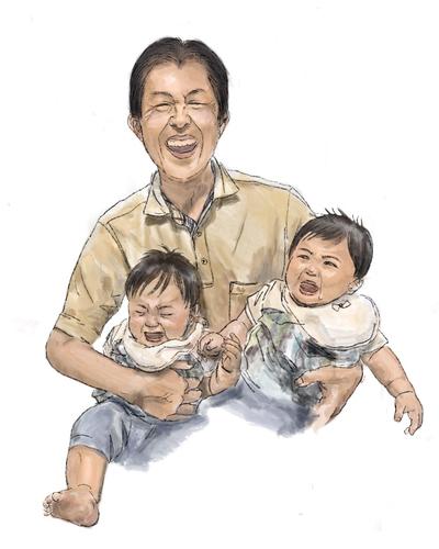 父の日のプレゼント　「おじいちゃんと孫たち」
