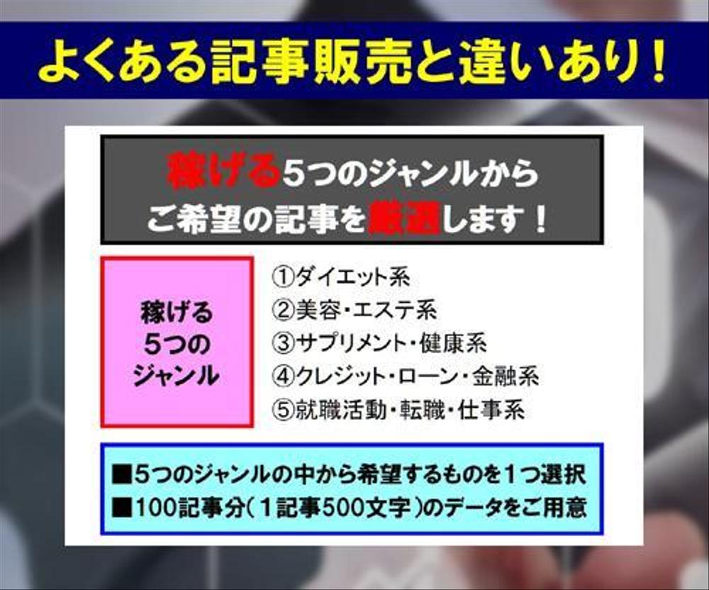 ご希望のジャンルの記事をご用意します。