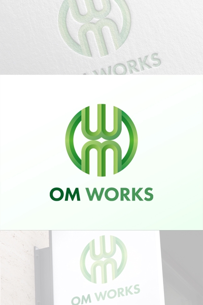 架空の会社「OM WORKS」ロゴサンプル
