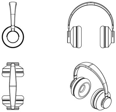 【電子機器】ヘッドフォンの投影図