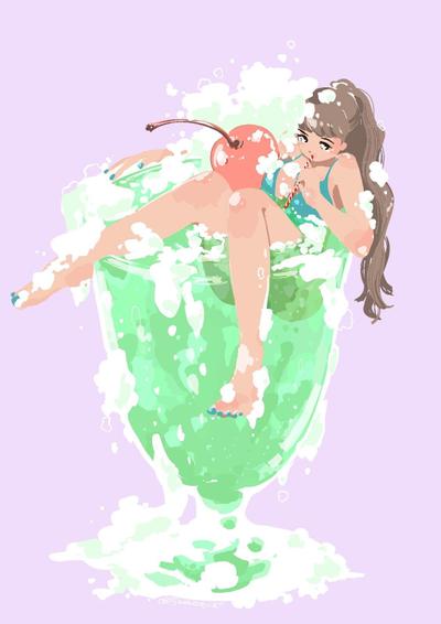 「女の子のクリームソーダ」のイラスト
