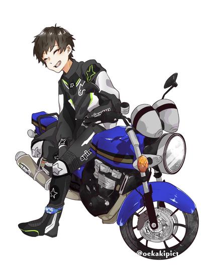 バイクと人物イラスト