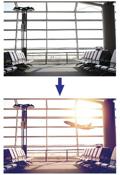 空港での飛行機離着陸イメージ制作