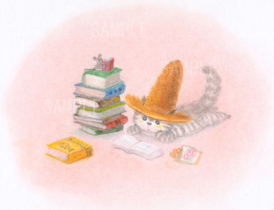 麦藁帽子をかぶった猫　読書の秋