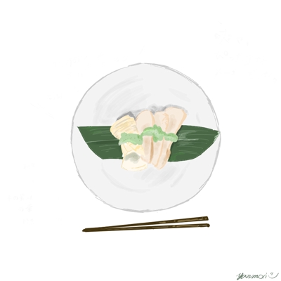 グルメイラスト：笹の葉を使った料理
