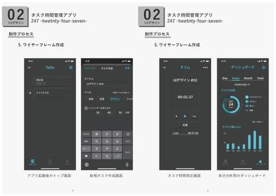 時間管理アプリ画面のUIデザイン