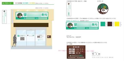 薬局のロゴと窓貼りカッティングシートデザイン