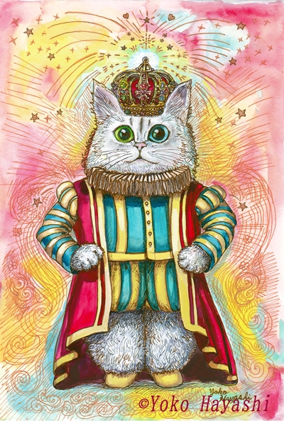 インテリアとしての絵画『ペルシャの猫王様』（水彩画）