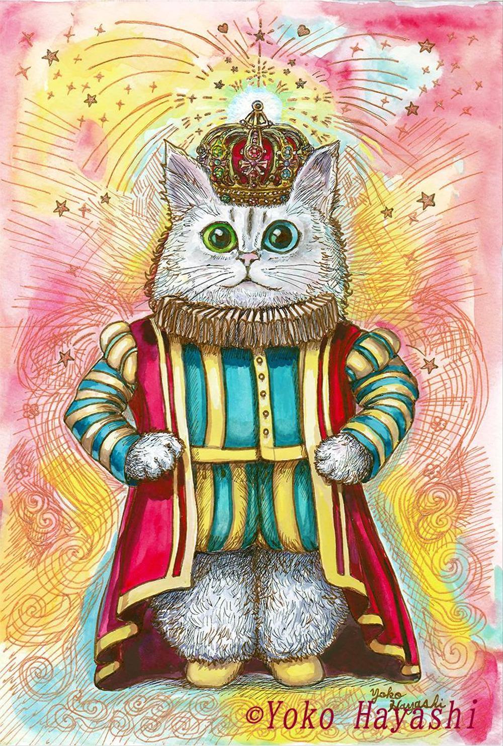 インテリアとしての絵画『ペルシャの猫王様』（水彩画）