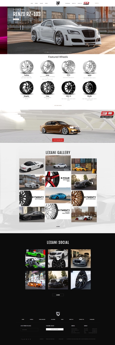 3D car builder, marketing website