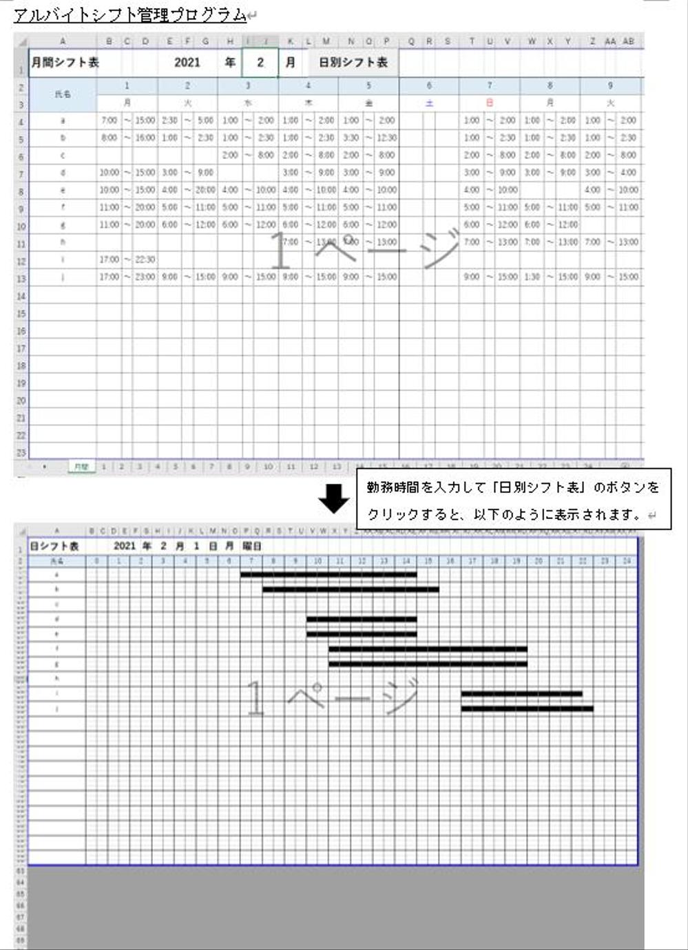 アルバイトのシフト管理プログラム