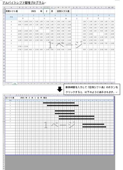 アルバイトのシフト管理プログラム