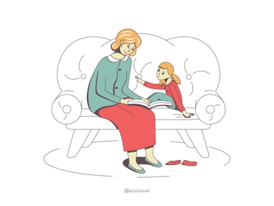 『祖母と孫が本を読んでいる』キャラクター作成