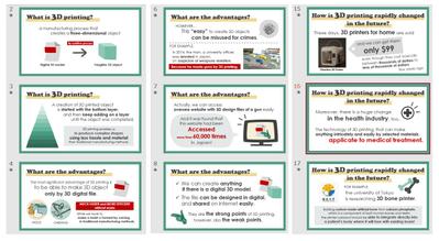 3Dプリンターを説明するスライド作成(英語)