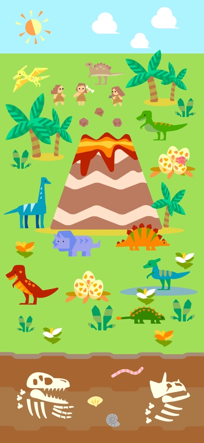 絵本アプリイラスト「恐竜の時代」