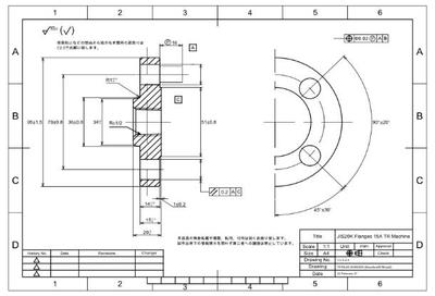 JIS規格対応フランジの製図イメージ